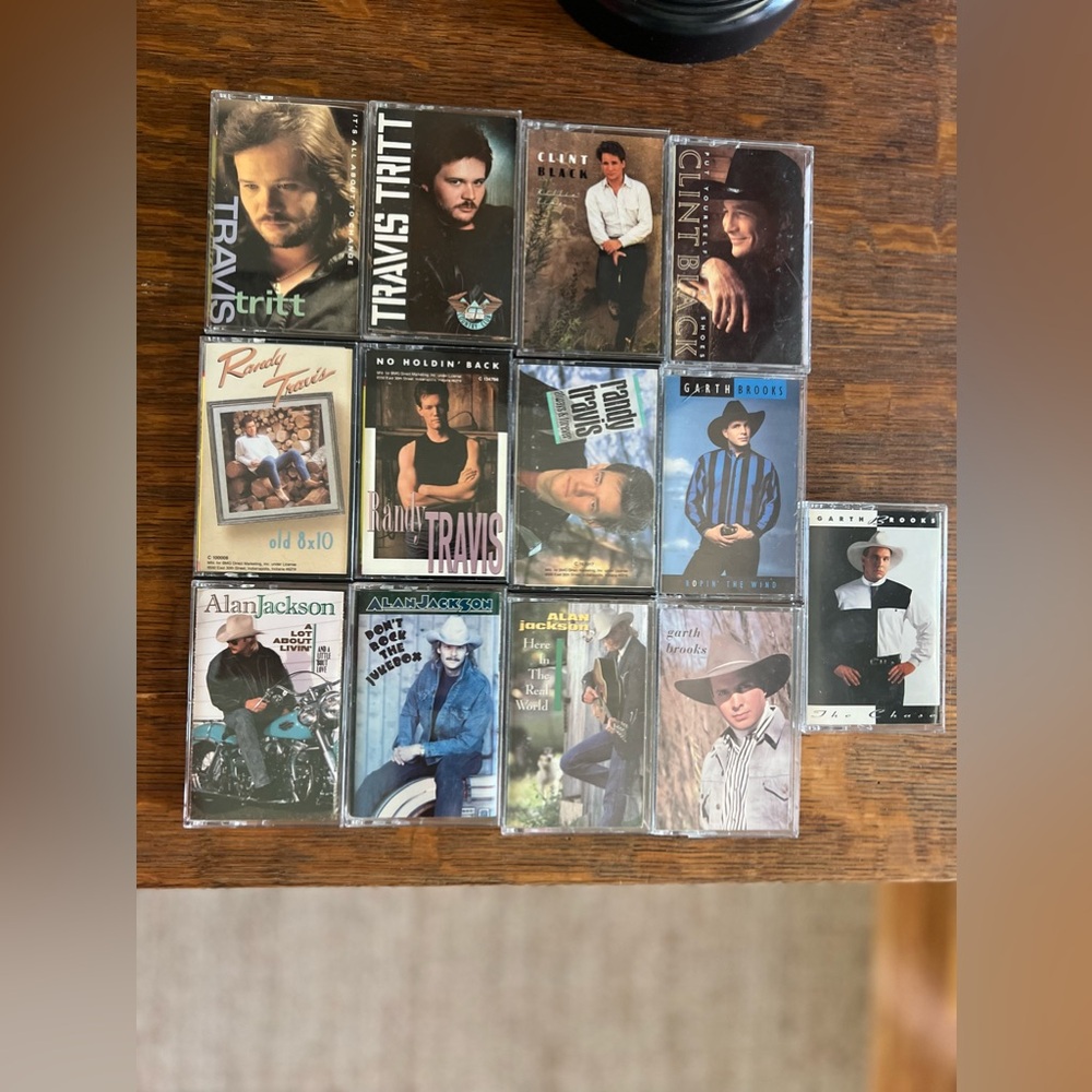 13 Country Music Used Cassette Tapes.  Used but in Good Condition